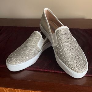 Silver sequin loafers